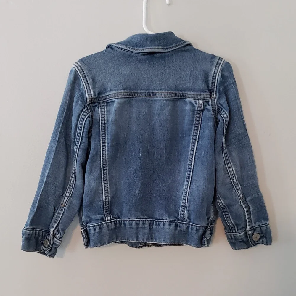 GAP Toddler Denim Jean Jacket Coat SIZE 4 Distressed Unisex Boy Girl Kids Blue